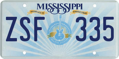 MS license plate ZSF335