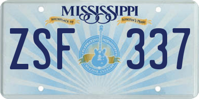 MS license plate ZSF337