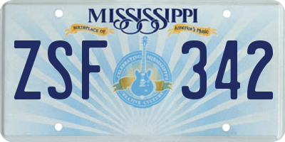 MS license plate ZSF342