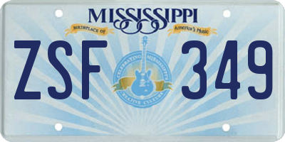 MS license plate ZSF349