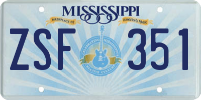 MS license plate ZSF351