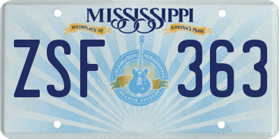 MS license plate ZSF363