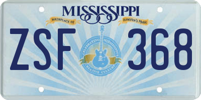MS license plate ZSF368