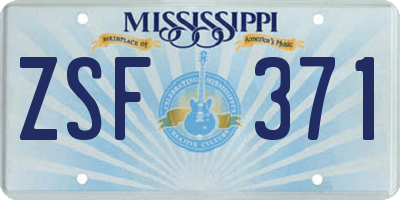 MS license plate ZSF371