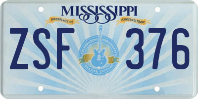 MS license plate ZSF376