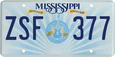 MS license plate ZSF377