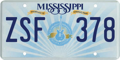 MS license plate ZSF378