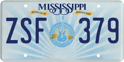 MS license plate ZSF379