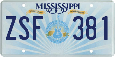 MS license plate ZSF381