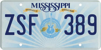 MS license plate ZSF389