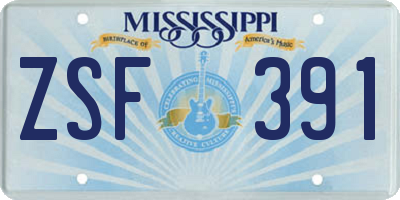 MS license plate ZSF391