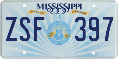 MS license plate ZSF397