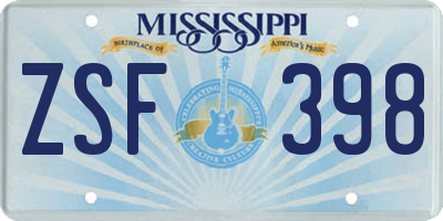 MS license plate ZSF398