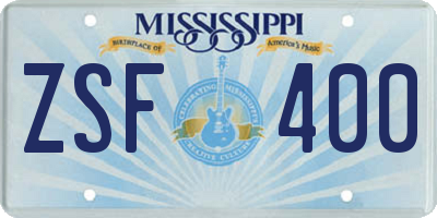 MS license plate ZSF400