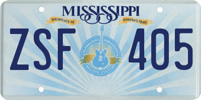 MS license plate ZSF405