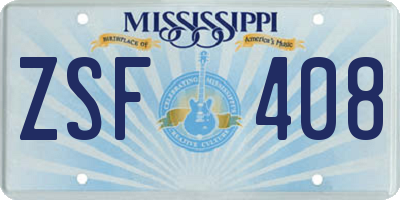 MS license plate ZSF408