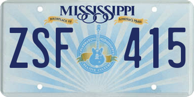 MS license plate ZSF415