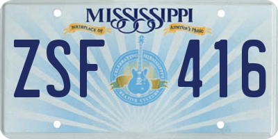 MS license plate ZSF416