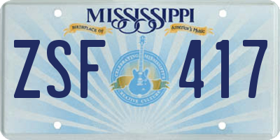 MS license plate ZSF417