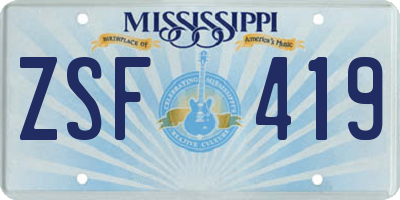 MS license plate ZSF419