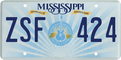MS license plate ZSF424