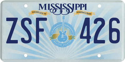 MS license plate ZSF426