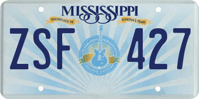 MS license plate ZSF427