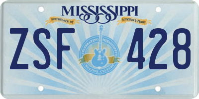 MS license plate ZSF428