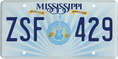 MS license plate ZSF429