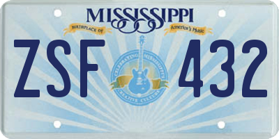 MS license plate ZSF432