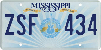 MS license plate ZSF434