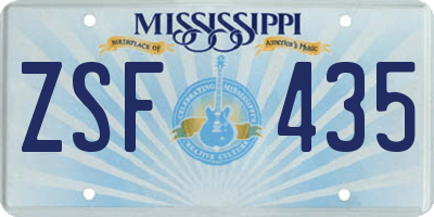 MS license plate ZSF435