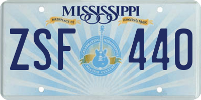 MS license plate ZSF440