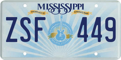 MS license plate ZSF449