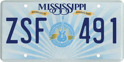 MS license plate ZSF491