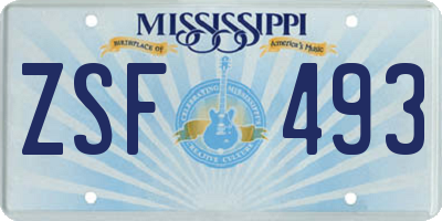 MS license plate ZSF493