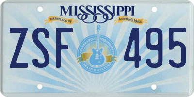 MS license plate ZSF495