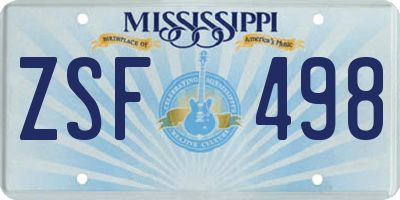 MS license plate ZSF498