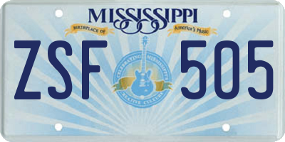MS license plate ZSF505