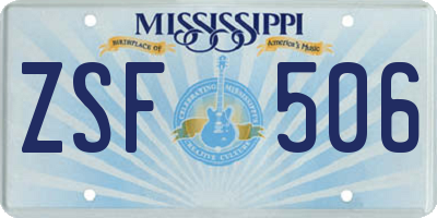 MS license plate ZSF506