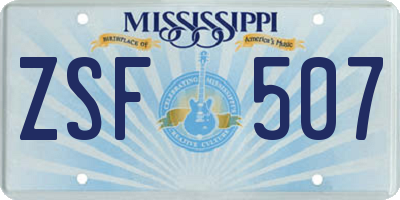 MS license plate ZSF507