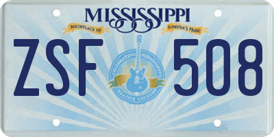 MS license plate ZSF508