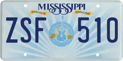 MS license plate ZSF510