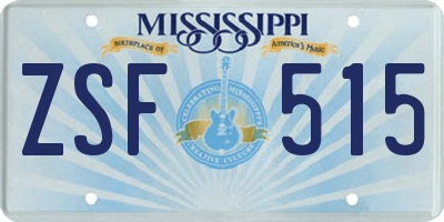 MS license plate ZSF515