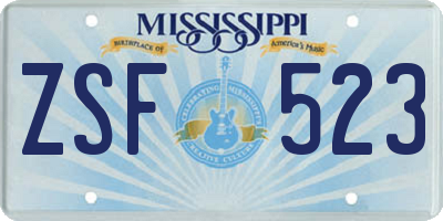 MS license plate ZSF523