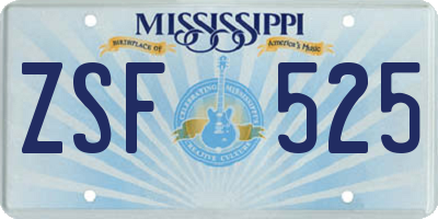 MS license plate ZSF525