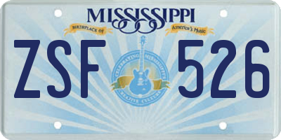 MS license plate ZSF526