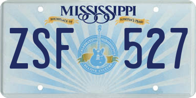 MS license plate ZSF527