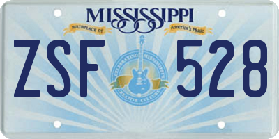 MS license plate ZSF528