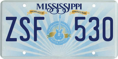 MS license plate ZSF530